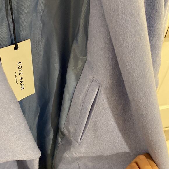 NEW!! Size 8 Cole Haan Belted Wrap Coat Ice Blue NEW!! - Picture 11 of 13